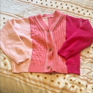 American Eagle Outfitters Pink Colorblock Cardigan